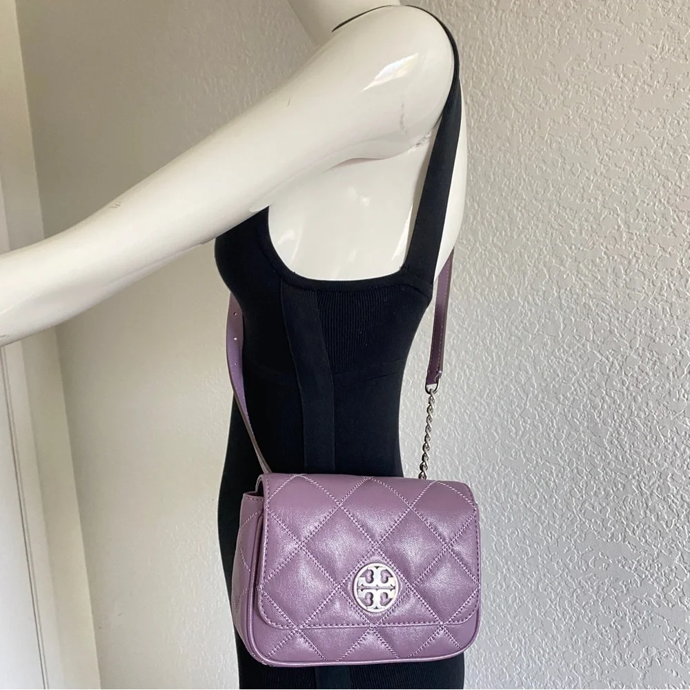 TORY BURCH lavender quilted leather Willa Belt Bag
